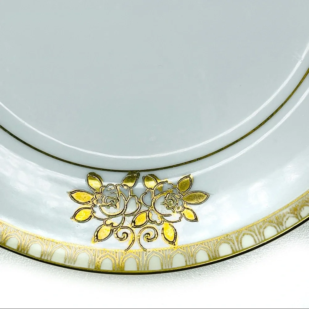 Vintage Noritake Hand Painted Gold and White Dessert Plate 6.5” - Picture 2 of 5